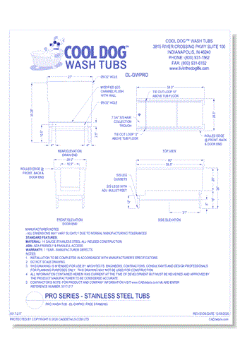 Pro Wash Tub - DL-DWPRO: Free Standing