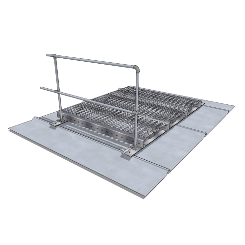 36" Wide Metalwalk®, 1 Sided Handrail, S-5™ Clamp, Parallel