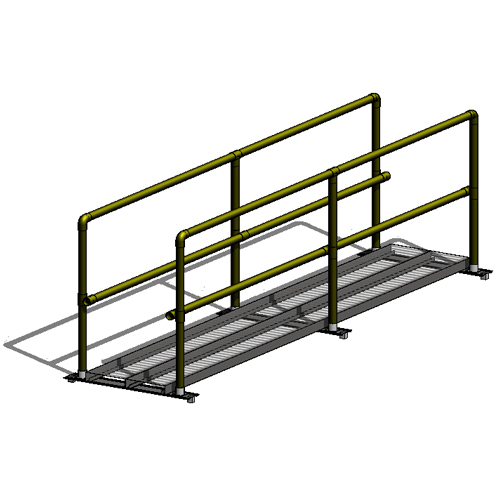 24" Wide Metalwalk®, 2 Sided Handrail, S-5™ Clamp, Perpendicular