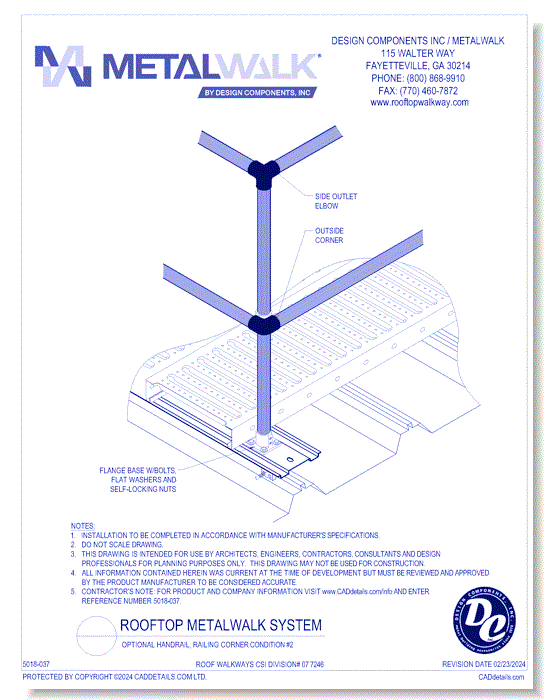 Optional Handrail, Railing Corner Condition #2