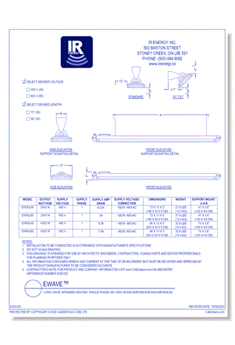 SRP eWAVE®: Long Wave Infrared Heater - Single Phase 480 / 600V (EW30L48/EW30L60/EW45L48/EW45L60)