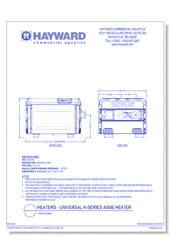 Universal H-Series ASME Heater: H400FDNASME