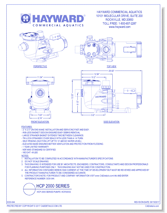 HCP 2000 Series Pumps: HCP20053