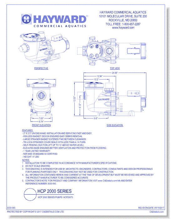 HCP 2000 Series Pumps: HCP20073