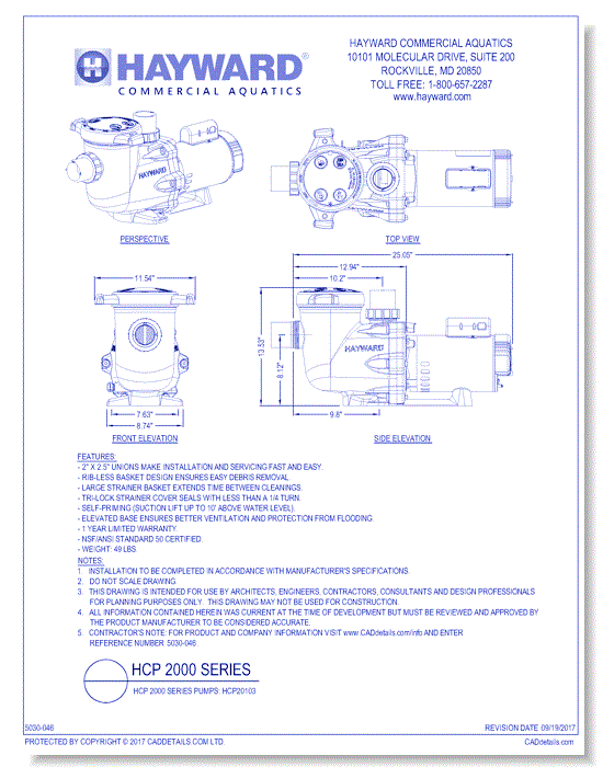 HCP 2000 Series Pumps: HCP20103