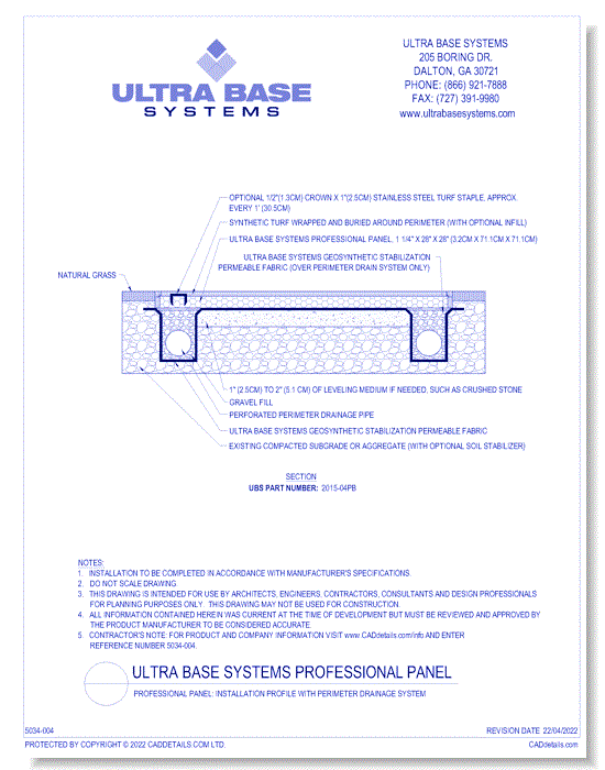 Professional Panel: Installation Profile with Perimeter Drainage System