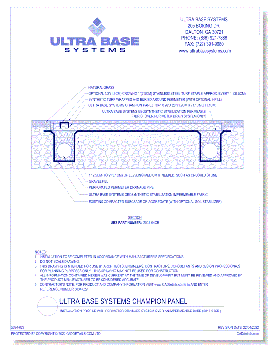 Champion Panel: Installation Profile with Perimeter Drainage System over an Impermeable Base ( 2015-04CB )