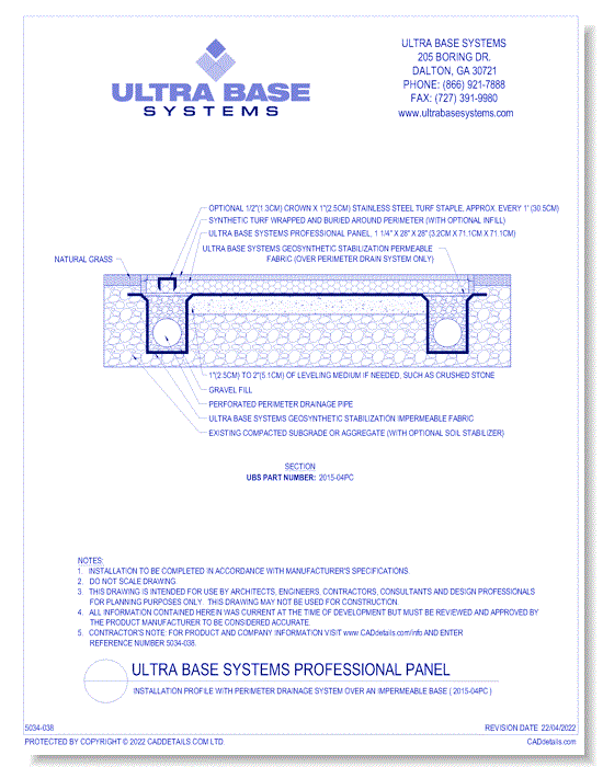 Professional Panel: Installation Profile with Perimeter Drainage System Over an Impermeable Base ( 2015-04PC )