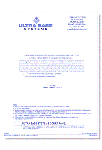 Court Panel: UltraBase Court Or UltraBase Floor Over Existing Soils For Non-Ball Bounce Applications ( 2019-03CTA )