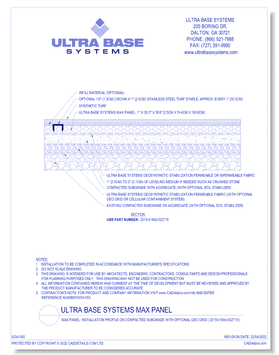 MAX Panel: Installation Profile on Compacted Subgrade with Optional Geo Grid ( 2019-01MA-052719 )