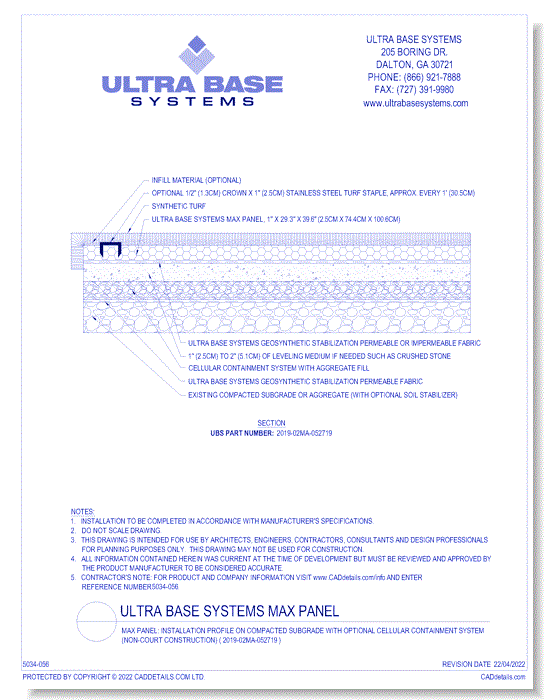 MAX Panel: Installation Profile on Compacted Subgrade with Optional Cellular Containment System (Non-Court Construction) ( 2019-02MA-052719 )