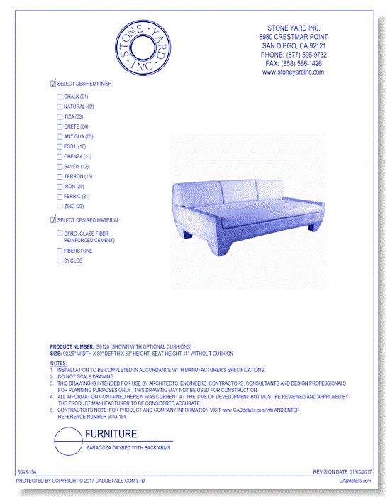 Zaragoza Daybed With Back/Arms