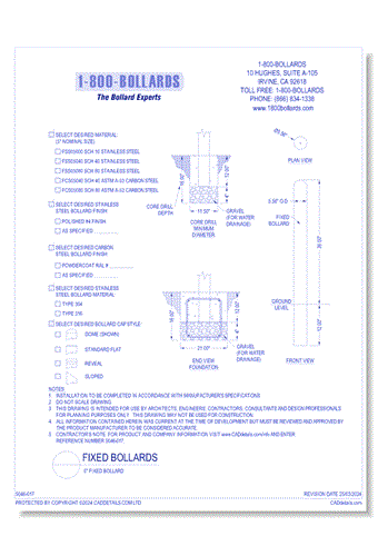 5" Fixed Bollard - Cutsheet Size A - R1