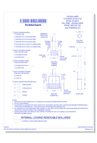 3" Internal Locking Removable Bollard