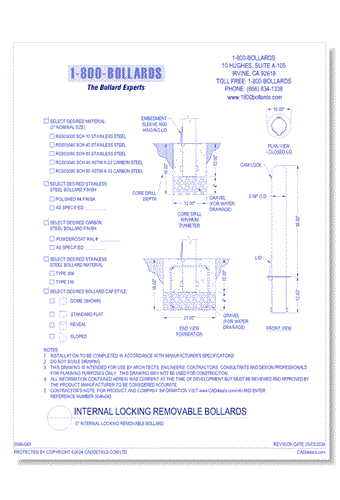 5" Internal Locking Removable Bollard