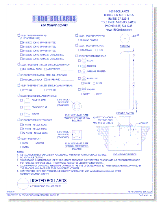 8.5" LED Round Bollard Series