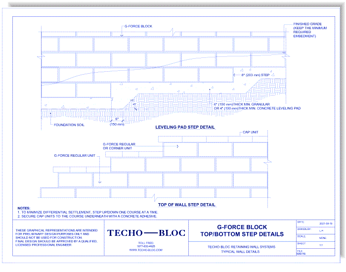 G-Force Retaining Wall: Top/Bottom Step Details