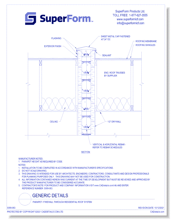 Parapet / Firewall Through Residential Roof System