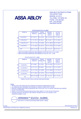 US23-3400-23 ICU Single Slide Equal Panel FSL Rev A, Tables