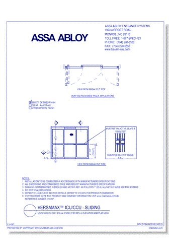 US23-3400-25 ICU 3 Equal Panel FBO Rev A, Elevation And Plan View