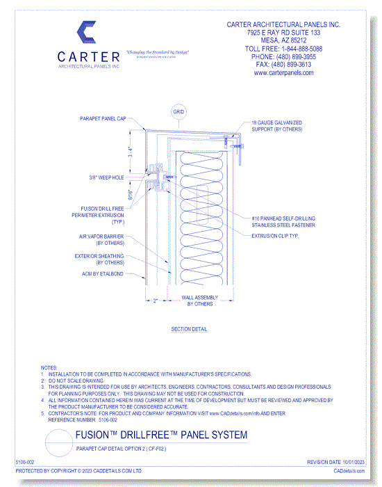 FUSION™ PANEL SYSTEM: Parapet Cap Detail Option 2 ( CF-F02 )