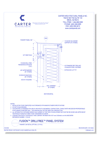 FUSION™ PANEL SYSTEM: Parapet Cap Detail Option 2 ( CF-F02 )