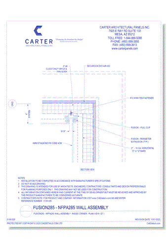 Fusion285 - NFPA285 Wall Assembly: Inside Corner - Plan View ( D7 )