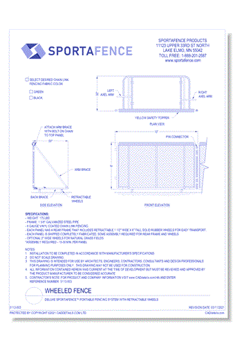 Wheeled Fence: Deluxe SportaFence⢠Portable Fencing System for Baseball