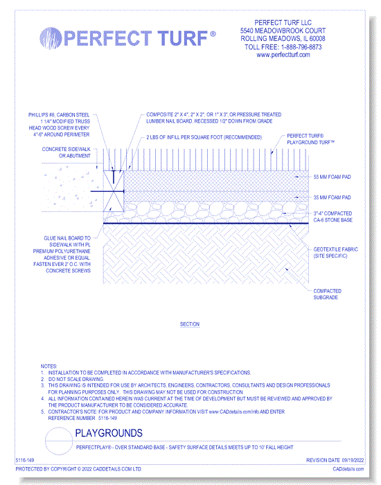 PlayGround Turf™ - Over Standard Base - Safety Surface Details (10' Fall Height)