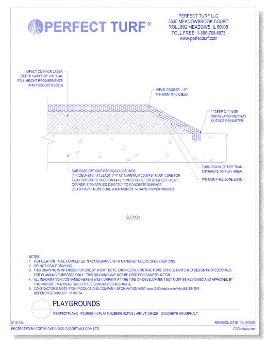 Poured-in-Place Rubber - Install Above Grade - Concrete or Asphalt