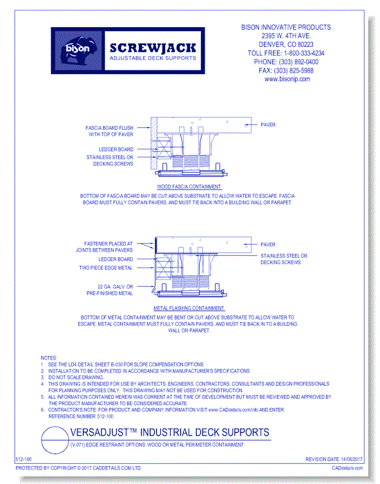 (V-071) Edge Restraint Options: Wood or Metal Perimeter Containment