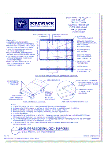 (B-066) Joist and 2 cm Paver Details: Typical Joist and Plank Layout