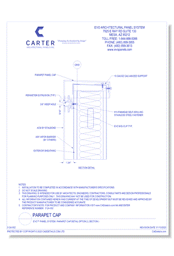 EVO™ PANEL SYSTEM: Parapet Cap Detail Option 2 ( Section )