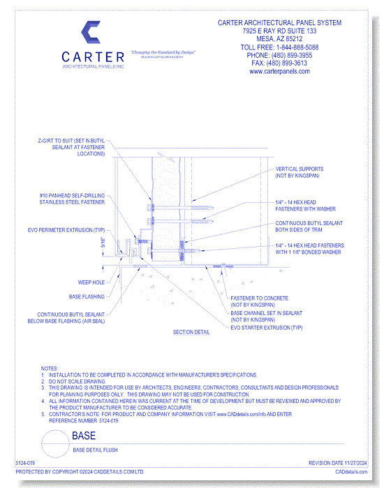 Insulated Panel System: Base Detail Flush