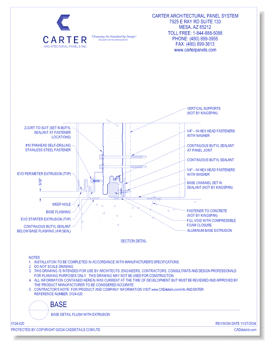 Insulated Panel System: Base Detail Flush with Extrusion