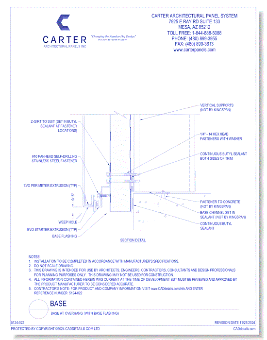 Insulated Panel System: Base At Overhang (With Base Flashing)
