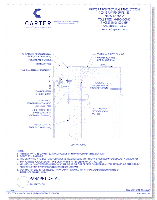 Insulated Panel System: Parapet Detail