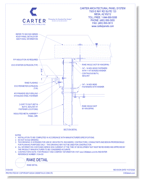 Insulated Panel System: Rake Detail