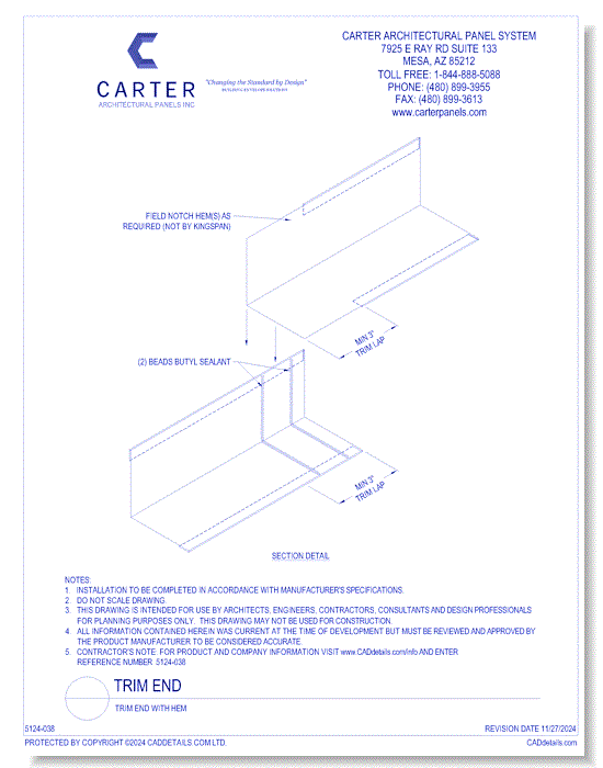 Insulated Panel System: Trim End with Hem