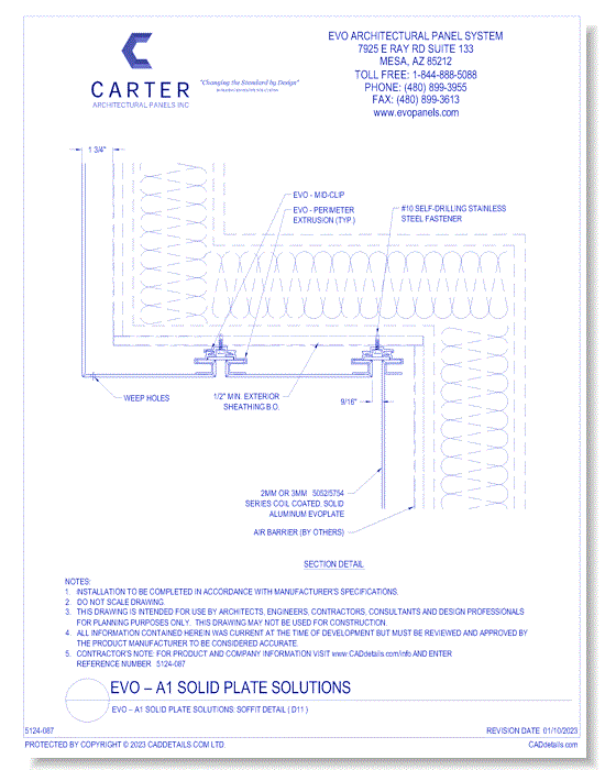 EVO – A1 Solid Plate Solutions: Soffit Detail ( D11 )