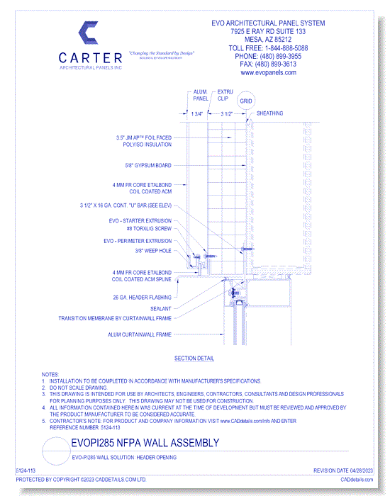 EVO-PI285 Wall Solution: Header Opening