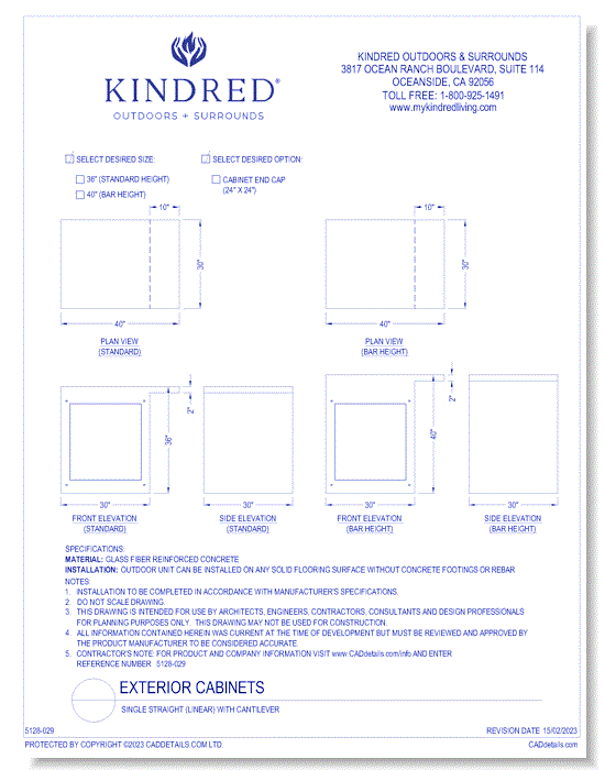 Exterior Cabinets: Single Straight (Linear) with Cantilever