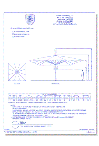 Titan: Wind Resistant Umbrella - Square ( Type TS )