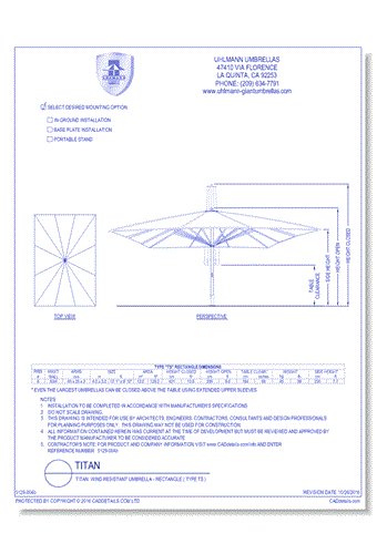 Titan: Wind Resistant Umbrella - Rectangle ( Type TS )