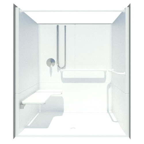 60": Shower - AcrylX™ Applied Acrylic Code Compliant Multi-Piece Roll In Shower (XSS6037BF 3P)