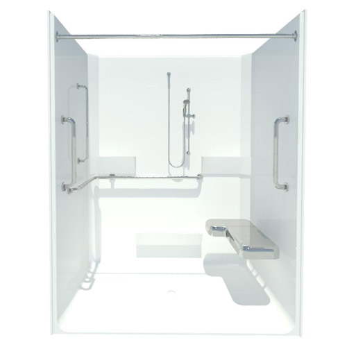 60": Shower - AcrylX™ Applied Acrylic Code Compliant Roll In Shower with Change of Level Threshold (XST6336BF COL)