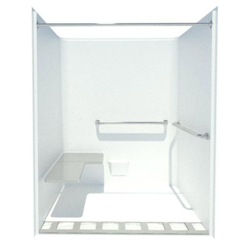 60": Shower - AcrylX™ Applied Acrylic or Solid Surface Code Compliant Roll In Shower with Integral Trench Drain (XST or SST6238TR.75 1P)
