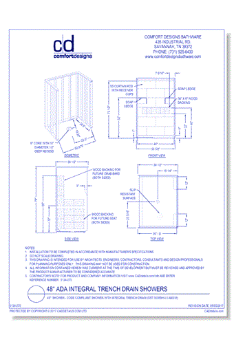 48": Shower - Code Compliant Shower with Integral Trench Drain (SST 5038SH 4.0 ANSI-B)