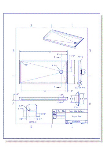 60" x 30": Shower Base - Barrier-free Threshold Accessible Shower Base (SWB6030BF)