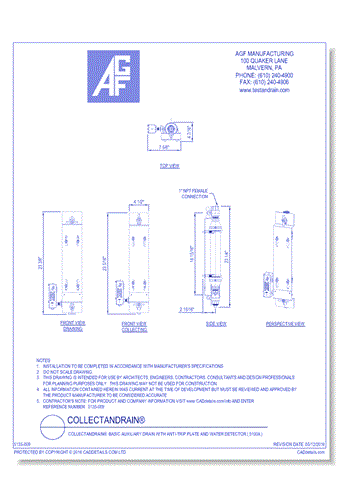 COLLECTanDRAIN®: Basic Auxiliary Drain with Anti-Trip Plate and Water Detector ( 5100A )